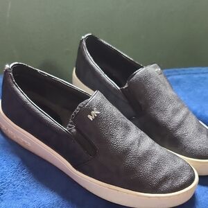 Michael Kors Black Leather Slip-On Loafers